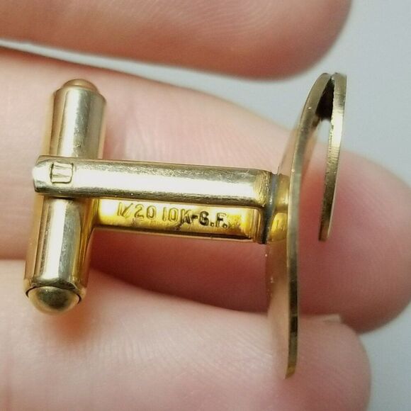 Vintage Hickok Starburst Design Yellow Gold Filled Cufflinks, Mid Century Style - Picture 5 of 8